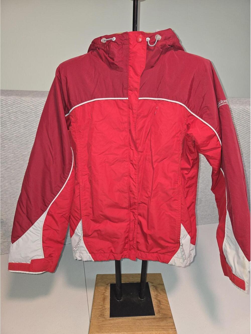 Columbia Sportswear Red and White Hooded Winter Jacket